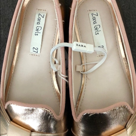 ZARA GIRLS ROSE GOLD MOCCASINS WITH BOW - Picture 7 of 8